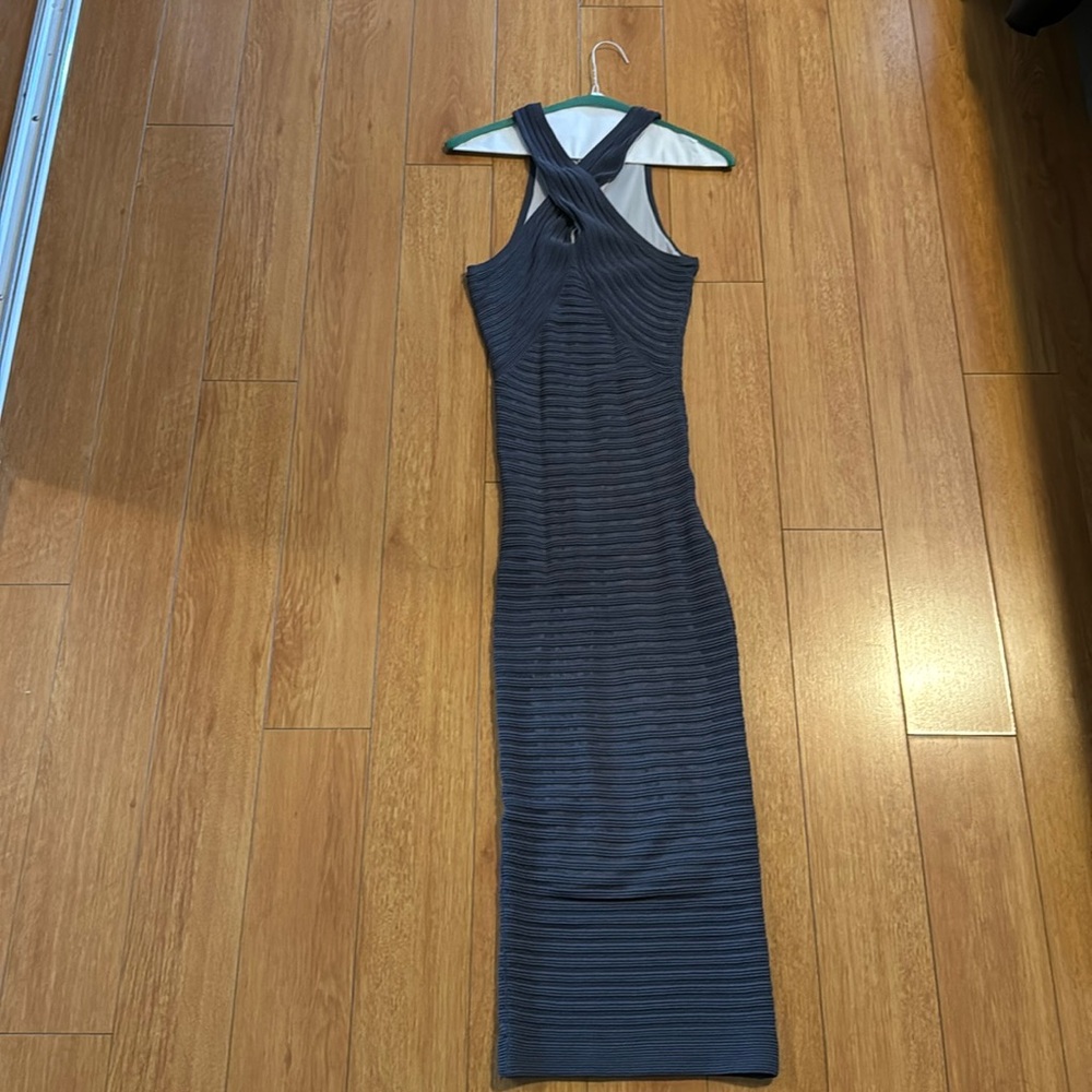 BEBE grey maxi bodycon dress